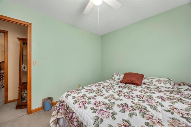 30 Fawn View Ln, Ofallon, MO 63366 - bedroom featuring light carpet, baseboards, and a ceiling fan