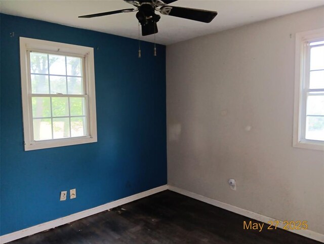 3734 Carol Park Rd, House Springs, MO 63051 - unfurnished room with healthy amount of natural light, ceiling fan, and baseboards