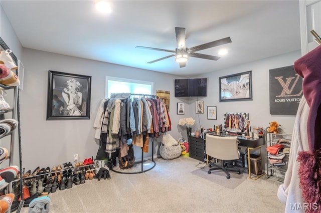 700 Lariat Ln, Rolla, MO 65401 - carpeted home office featuring ceiling fan