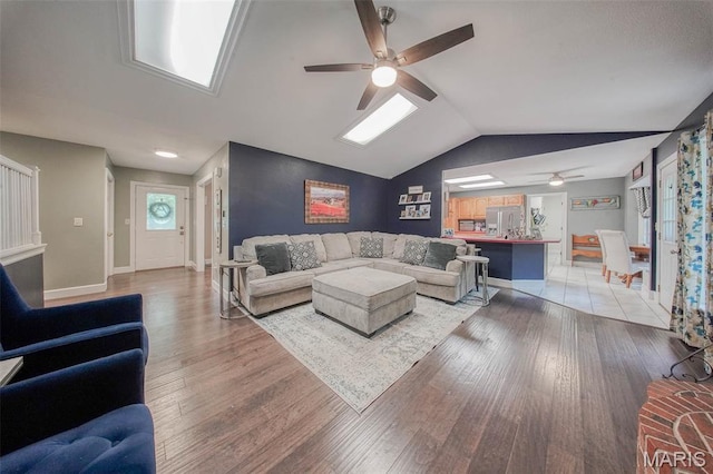 1708 Line Ave, Rolla, MO 65401 - living room with ceiling fan, lofted ceiling, light wood-style floors, and baseboards