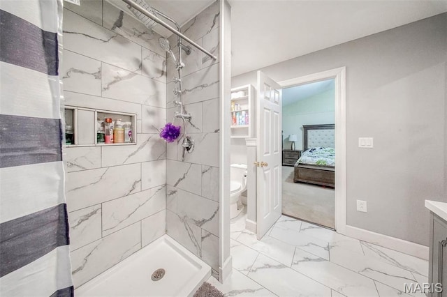 1708 Line Ave, Rolla, MO 65401 - bathroom featuring ensuite bathroom, toilet, a stall shower, marble finish flooring, and vanity