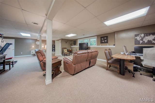 1708 Line Ave, Rolla, MO 65401 - carpeted living area featuring a drop ceiling, baseboards, and a desk
