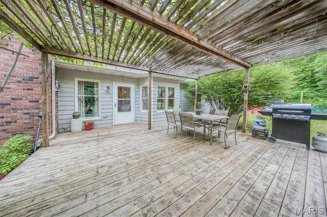 1708 Line Ave, Rolla, MO 65401 - view of patio / terrace featuring a wooden deck, a pergola, and outdoor dining area