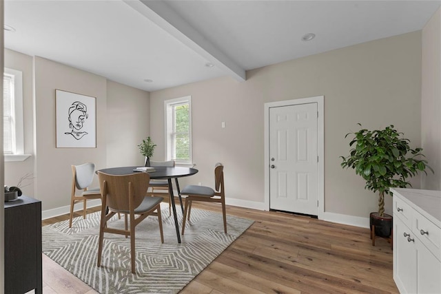 3535 Giles Ave, Saint Louis, MO 63116 - dining room featuring light wood finished floors, baseboards, and beam ceiling