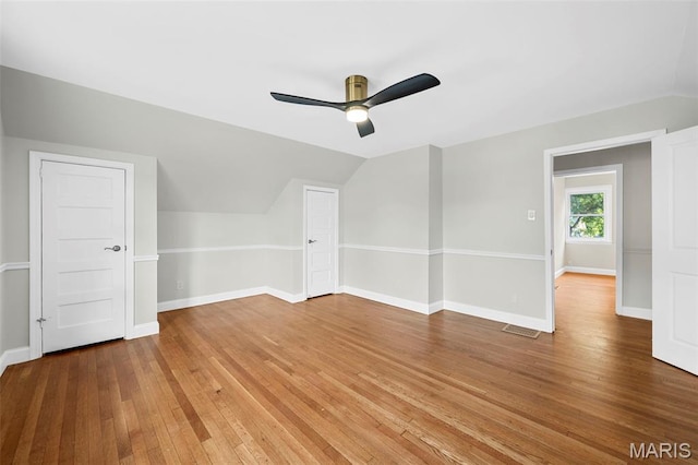 317 Greeley Ave, Webster Groves, MO 63119 - additional living space featuring ceiling fan, light wood finished floors, and vaulted ceiling