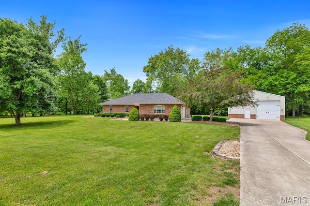 61 Serenity Ln, Troy, MO 63379 - view of front of property with a front lawn, a garage, and brick siding