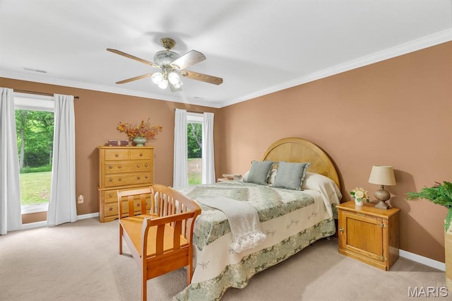 61 Serenity Ln, Troy, MO 63379 - bedroom with multiple windows, light colored carpet, access to outside, crown molding, and baseboards