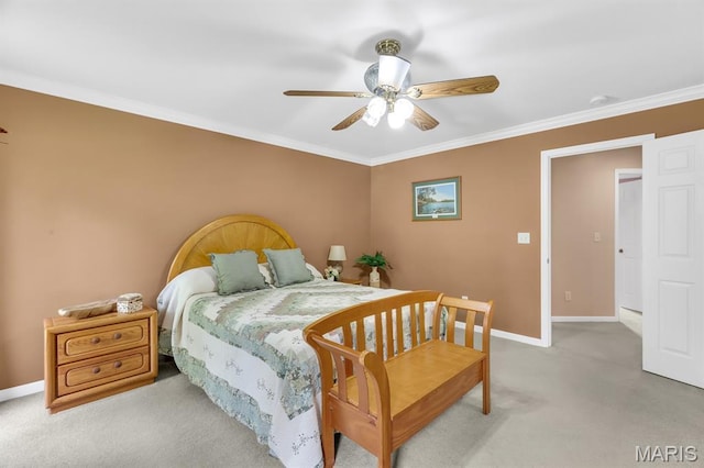 61 Serenity Ln, Troy, MO 63379 - bedroom featuring light colored carpet, baseboards, crown molding, and a ceiling fan