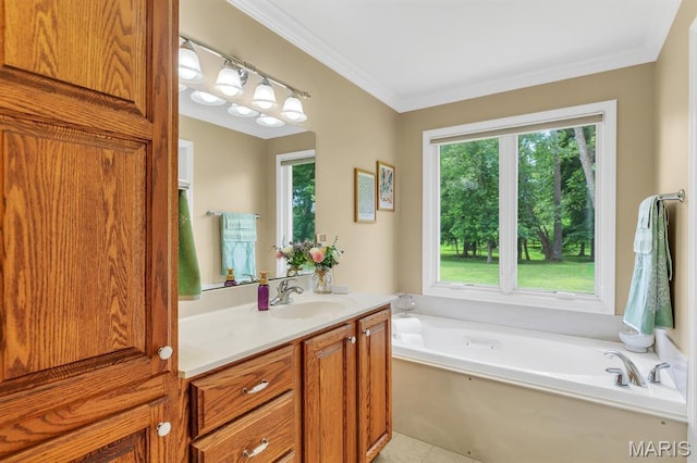 61 Serenity Ln, Troy, MO 63379 - full bathroom with vanity, a bath, and crown molding