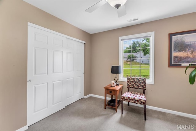 61 Serenity Ln, Troy, MO 63379 - sitting room featuring carpet, baseboards, and a ceiling fan
