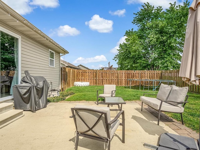 628 Hailie St, Saint Libory, IL 62282 - view of patio / terrace featuring a trampoline