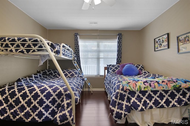 4800 Eagleview Dr Unit 113B, Osage Beach, MO 65065 - bedroom with wood-type flooring, a ceiling fan, and baseboards