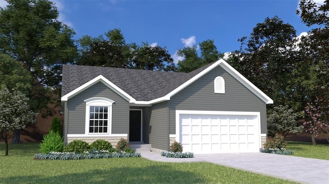 1946 Rolling River Cir, Saint Paul, MO 63366 - view of front of home featuring roof with shingles, a garage, a front lawn, and driveway