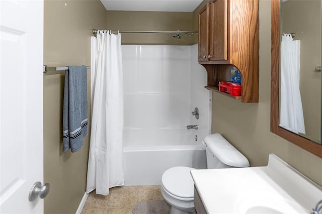 209 S Pence St, East Alton, IL 62024 - full bathroom featuring vanity, toilet, shower / tub combo, and tile patterned flooring
