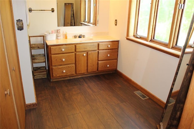 20143 State Highway 34, Piedmont, MO 63957 - bathroom with vanity, wood finished floors, and baseboards