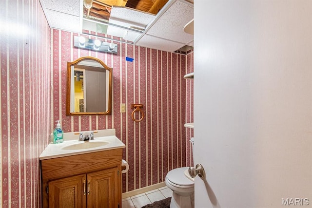 1956 Parkton W Dr, Barnhart, MO 63012 - bathroom featuring wallpapered walls, tile patterned flooring, and vanity