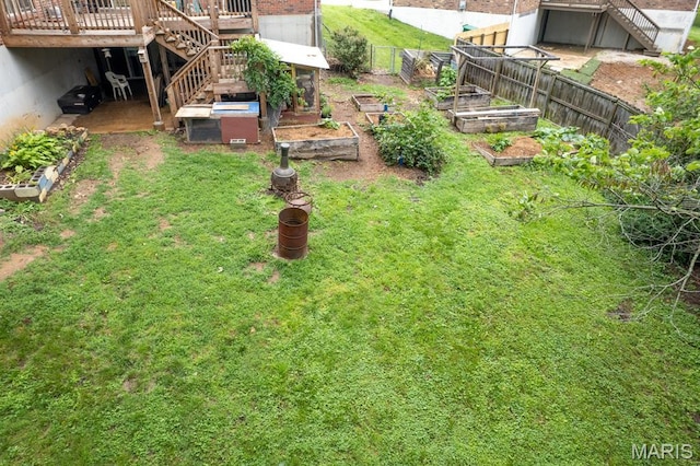 1956 Parkton W Dr, Barnhart, MO 63012 - view of yard with a garden, stairway, and a wooden deck