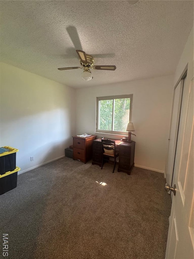 1956 Parkton W Dr, Barnhart, MO 63012 - carpeted office space with a ceiling fan and a textured ceiling
