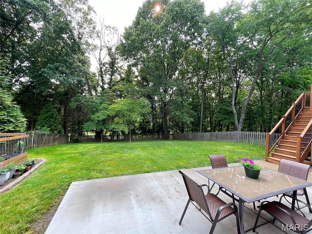 259 Jacob Ln, Ballwin, MO 63021 - view of patio / terrace featuring stairs and outdoor dining area