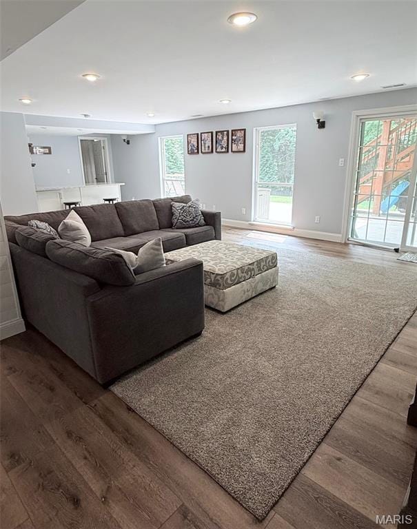 259 Jacob Ln, Ballwin, MO 63021 - living room with wood finished floors, recessed lighting, and baseboards