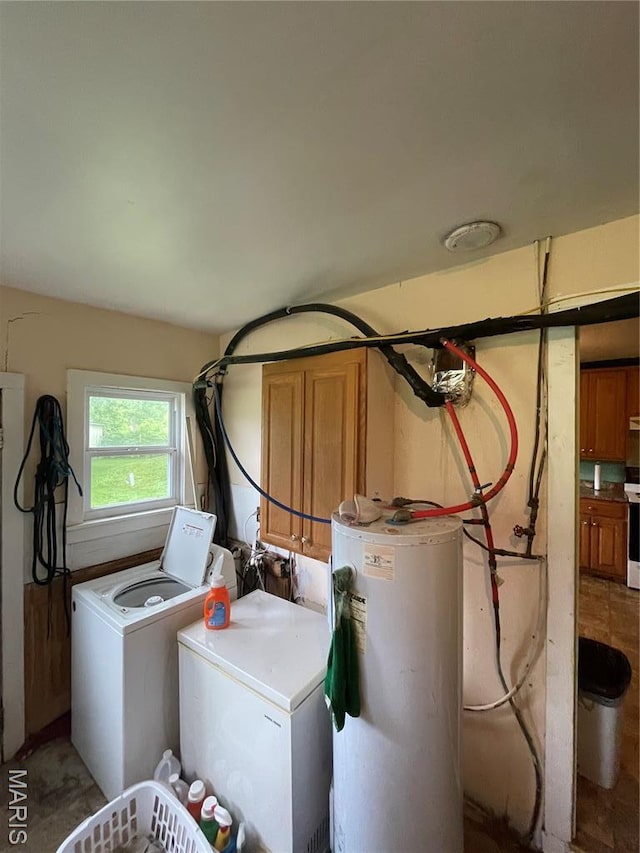 623 County Road 6590, Salem, MO 65560 - washroom with electric water heater and washing machine and dryer