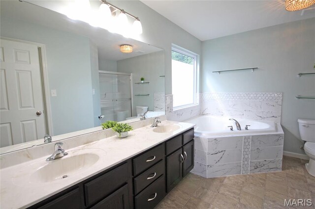 1030 Remington Dr, Imperial, MO 63052 - full bathroom with a bath, double vanity, and a stall shower