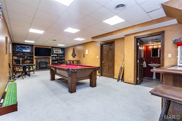 600 E Waters Edge Dr, Shiloh, IL 62221 - playroom featuring carpet, a paneled ceiling, and billiards