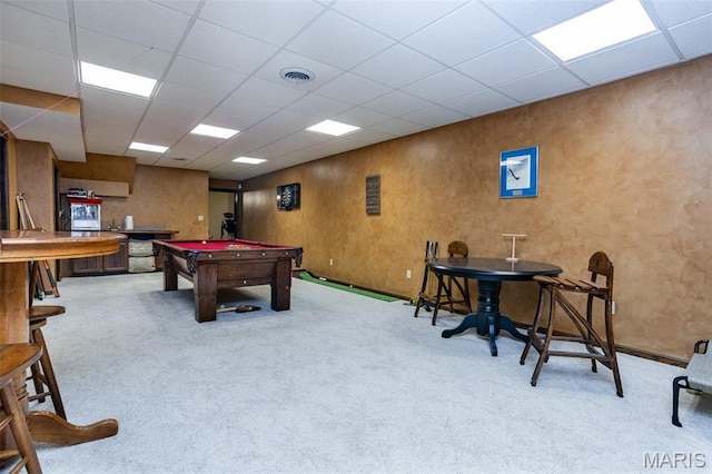 600 E Waters Edge Dr, Shiloh, IL 62221 - rec room featuring carpet flooring, pool table, and a drop ceiling