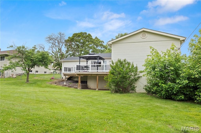 894 Napoli Dr, Ballwin, MO 63021 - back of property with a gazebo, a wooden deck, and a yard