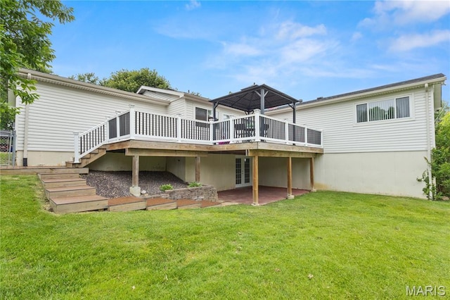 894 Napoli Dr, Ballwin, MO 63021 - back of property featuring a deck, a yard, and stairway
