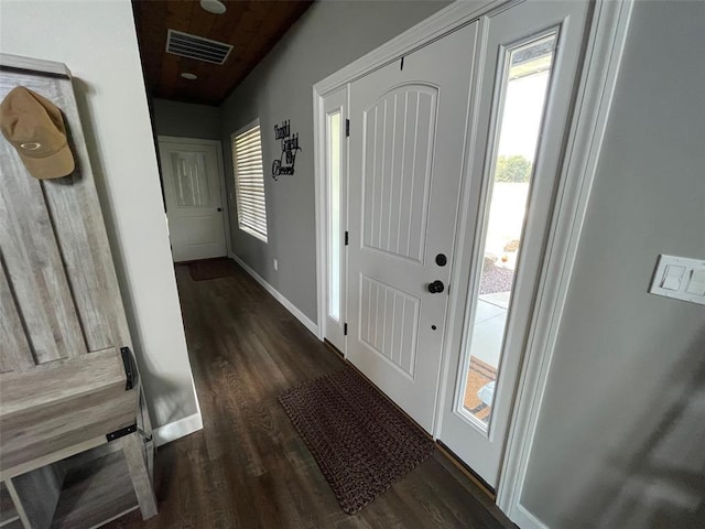 18428 Lake Circle Dr, Dexter, MO 63841 - foyer with dark wood-type flooring and baseboards