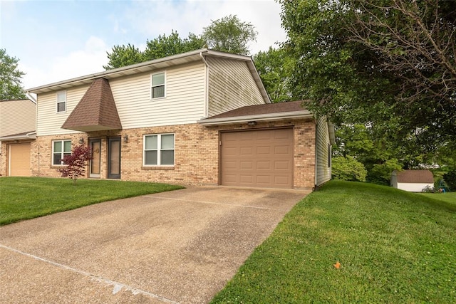 518 Bargraves Blvd Unit B, Troy, IL 62294 - view of front of home featuring brick siding, a garage, driveway, and a front yard