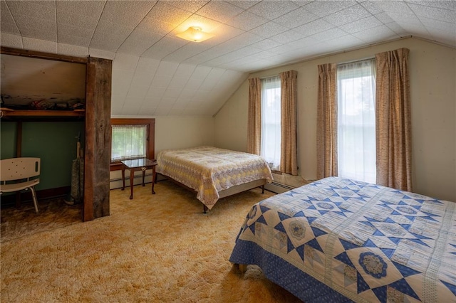 216 County Road 512, Shawneetown, MO 63732 - bedroom with lofted ceiling, a baseboard radiator, and carpet
