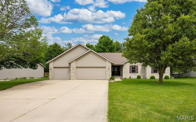 248 Prairie Grass Rd, Chatham, IL 62629 - view of front of property featuring concrete driveway, a garage, a front yard, and brick siding