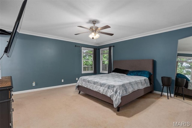 248 Prairie Grass Rd, Chatham, IL 62629 - carpeted bedroom featuring baseboards, crown molding, and a ceiling fan