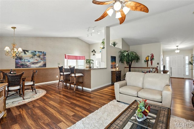 105 Silo Valley Dr, Wentzville, MO 63385 - living room with lofted ceiling, plenty of natural light, wood finished floors, and ceiling fan