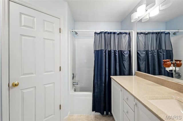 105 Silo Valley Dr, Wentzville, MO 63385 - bathroom with vanity, shower / tub combo, and a textured ceiling
