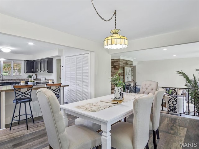 68 Carnation Dr, Belleville, IL 62221 - dining room featuring dark wood-type flooring and recessed lighting
