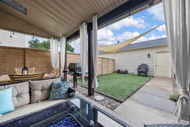 3216 Domain St, Saint Charles, MO 63301 - fenced backyard with a patio area and outdoor lounge area