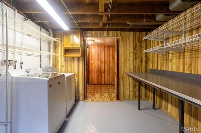 529 Maple Meadows Dr, Arnold, MO 63010 - washroom with washer and dryer and wooden walls