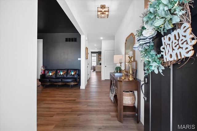 251 Randlin Dr, Ofallon, MO 63367 - foyer with wood finished floors and recessed lighting