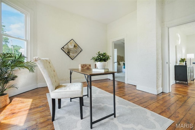 126 N Union St, Staunton, IL 62088 - office space featuring hardwood / wood-style flooring and a textured wall