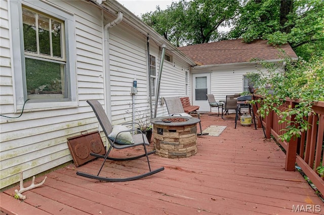 870 Walnut St, Newburg, MO 65550 - deck featuring an outdoor fire pit and outdoor dining space