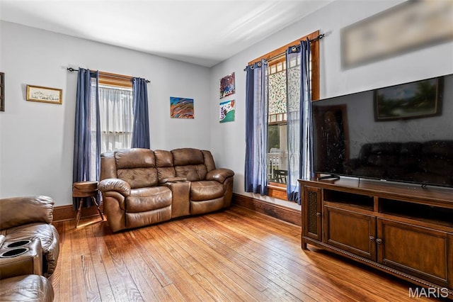 805 W Columbia St, Farmington, MO 63640 - living room featuring light wood-type flooring, healthy amount of natural light, and baseboards