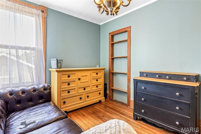 805 W Columbia St, Farmington, MO 63640 - sitting room with a chandelier, hardwood / wood-style floors, and crown molding