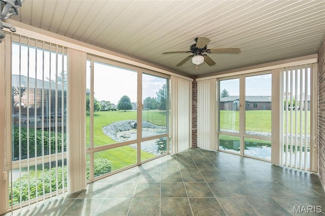 1812 Carrington Way, Belleville, IL 62226 - unfurnished sunroom with wood ceiling, plenty of natural light, and a water view