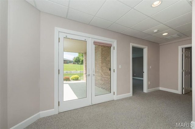 1812 Carrington Way, Belleville, IL 62226 - carpeted empty room featuring a paneled ceiling, baseboards, recessed lighting, and french doors