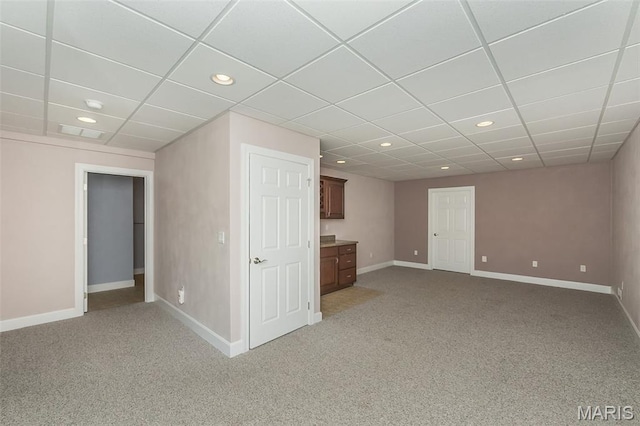 1812 Carrington Way, Belleville, IL 62226 - basement with light carpet, recessed lighting, baseboards, and a paneled ceiling
