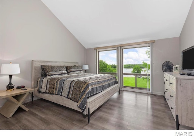 96 Geneva View Dr, Innsbrook, MO 63390 - bedroom featuring vaulted ceiling and wood finished floors