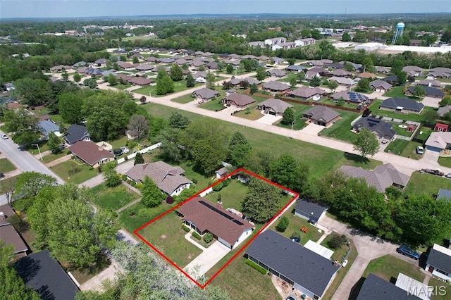 1522 S Oakland Ave, Bolivar, MO 65613 - aerial perspective of suburban area featuring property parcel outlined